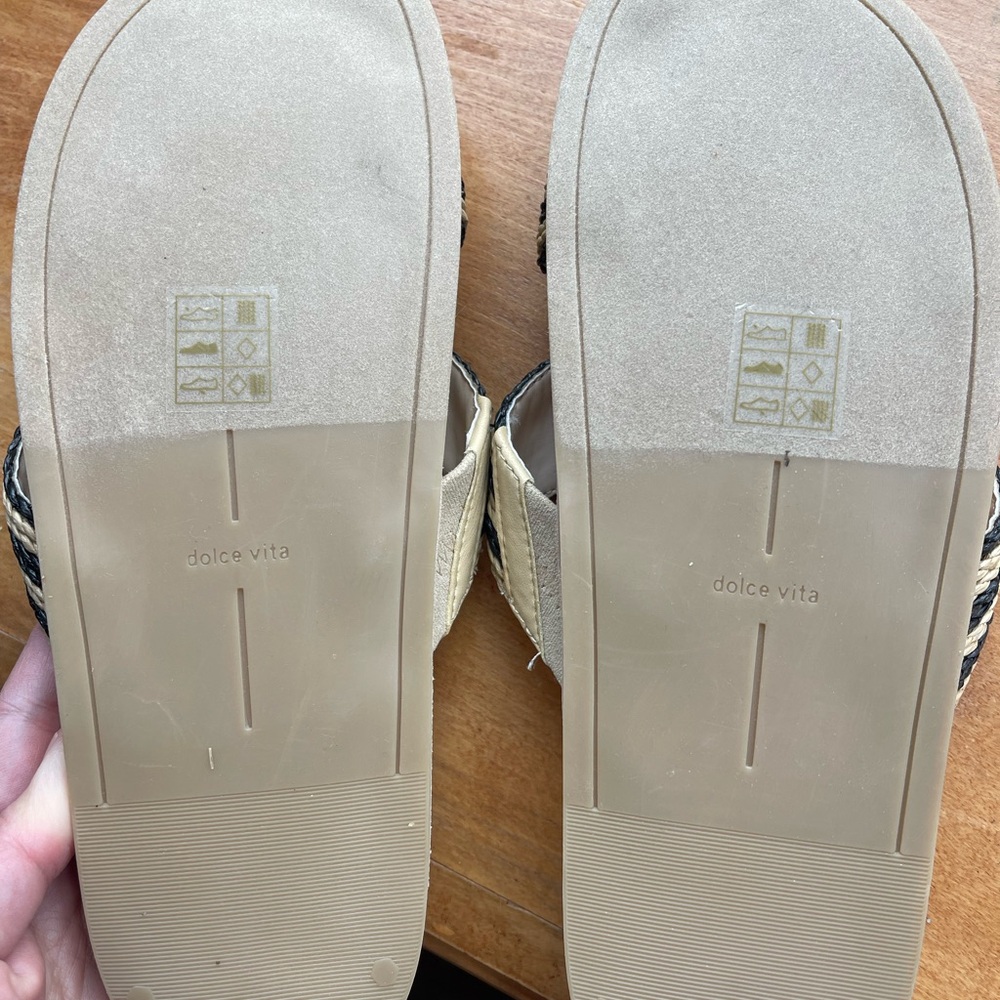 Dolce Vita Beige and Black Braided Slide Mules - Picture 3 of 5